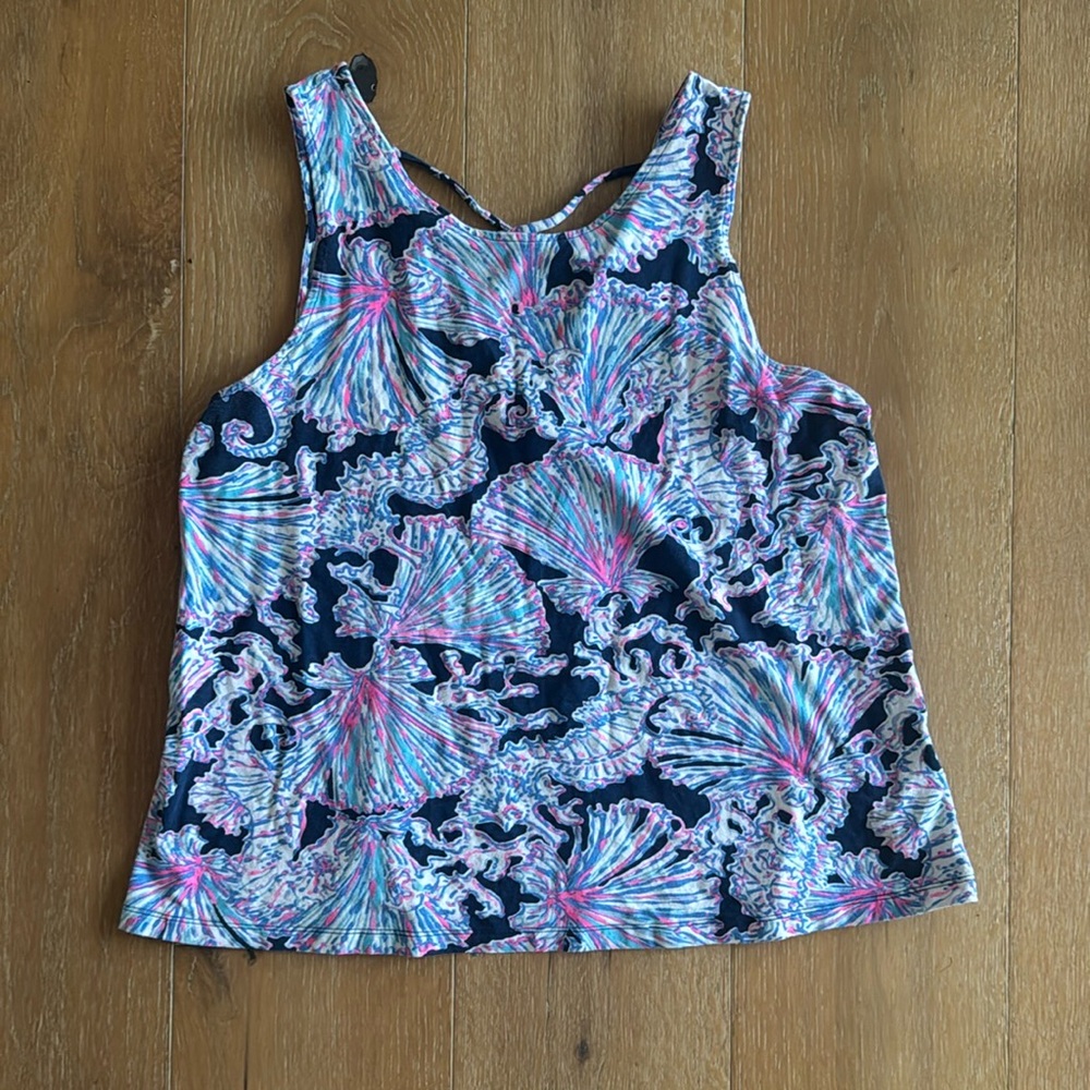 Lilly Pulitzer Kristen Urchin Pink Vitamin Sea Women's L Tank Top Resort Beach